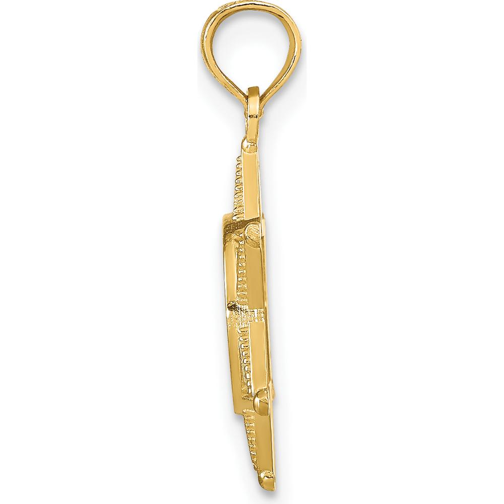 14K Yellow Gold Deputy Sheriff Badge Pendant with Bear Symbol - Polished Finish by Oro Pregiato
