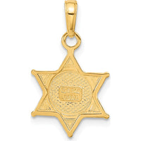 14K Yellow Gold Deputy Sheriff Badge Pendant with Bear Symbol - Polished Finish by Oro Pregiato