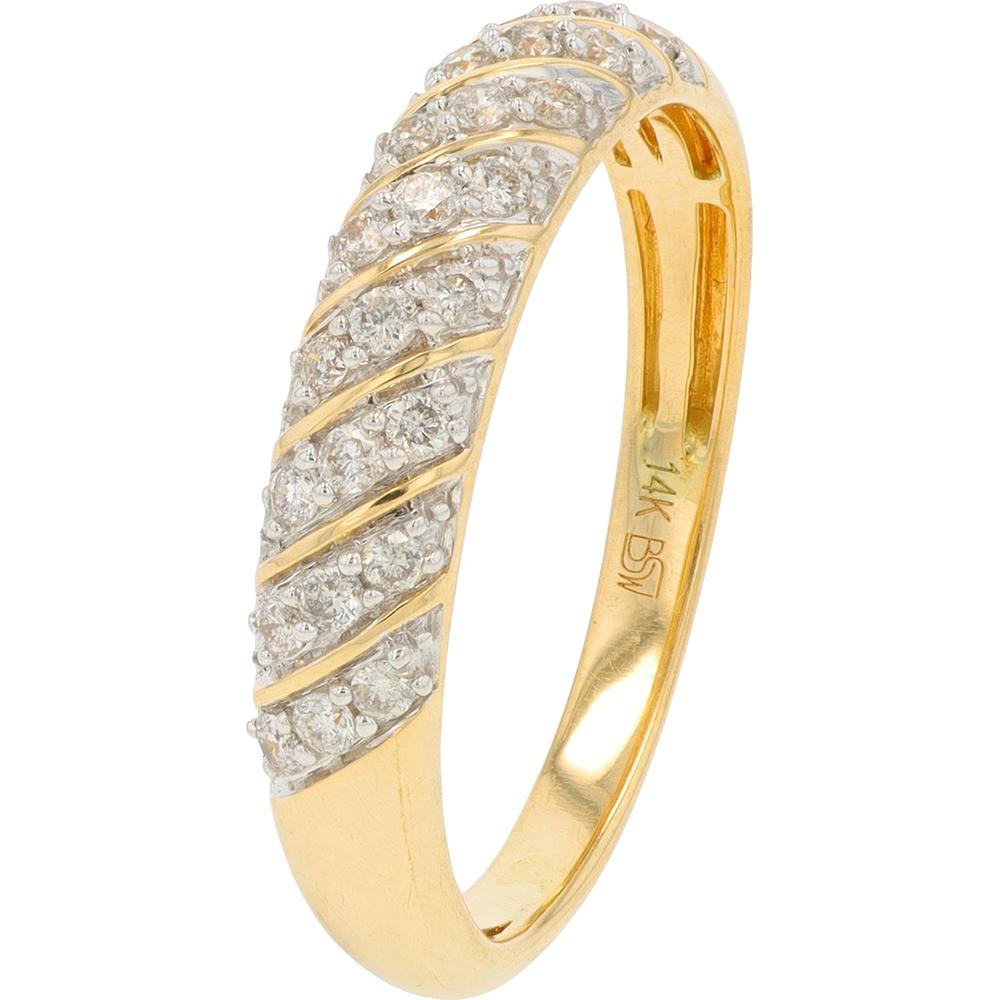 14K Yellow Gold Diagonal Pavé Diamond Band with 0.25 Carat Total Diamond Weight