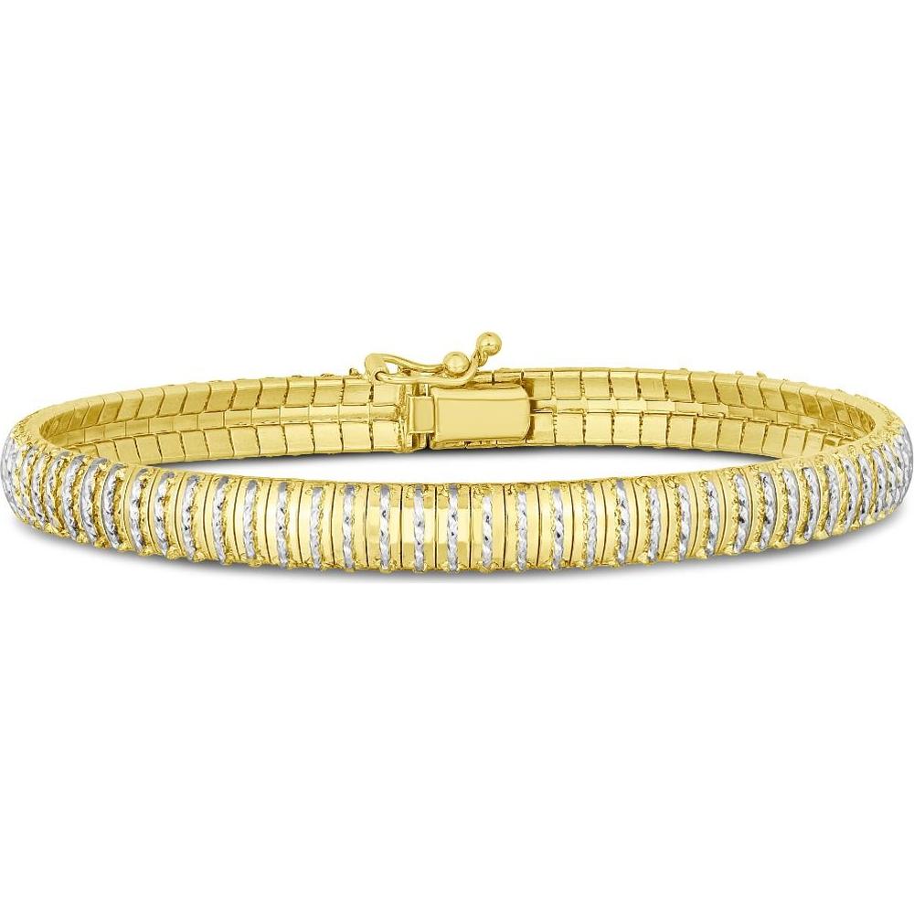14K Yellow Gold Diamanté Flex Bracelet with Diamond-Cut Finish - 7" by Orozza Fine Jewelry