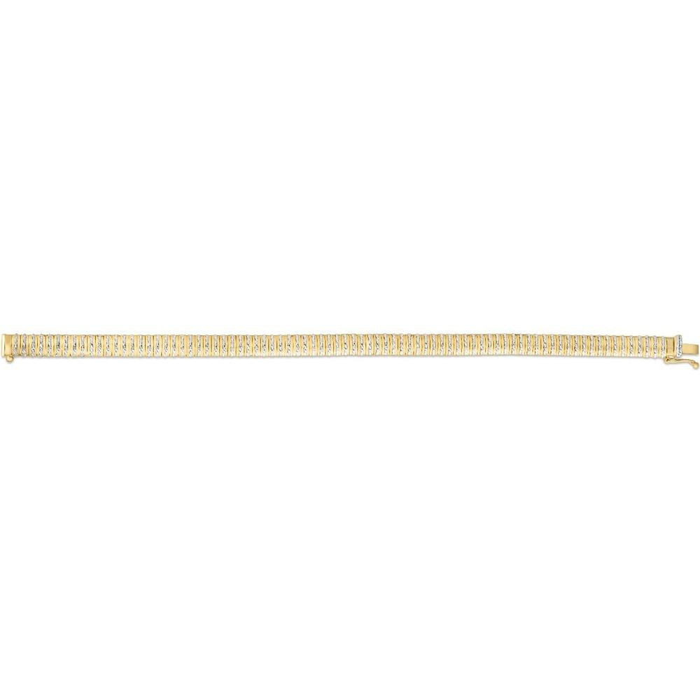 14K Yellow Gold Diamanté Flex Bracelet with Diamond-Cut Finish - 7" by Orozza Fine Jewelry
