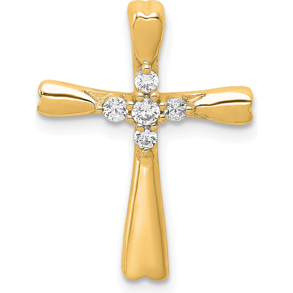14K Yellow Gold Diamond 5-Stone Cross Slide Pendant - 0.13 Carat Total Diamond Weight by Monteluci Fine Jewelry