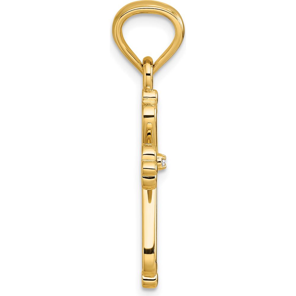 14K Yellow Gold Diamond-Accented Cross Pendant - 0.01 Carat Diamond by Oro Pregiato