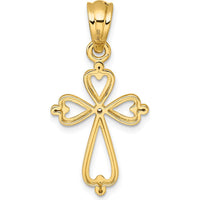14K Yellow Gold Diamond-Accented Cross Pendant - 0.01 Carat Diamond by Oro Pregiato