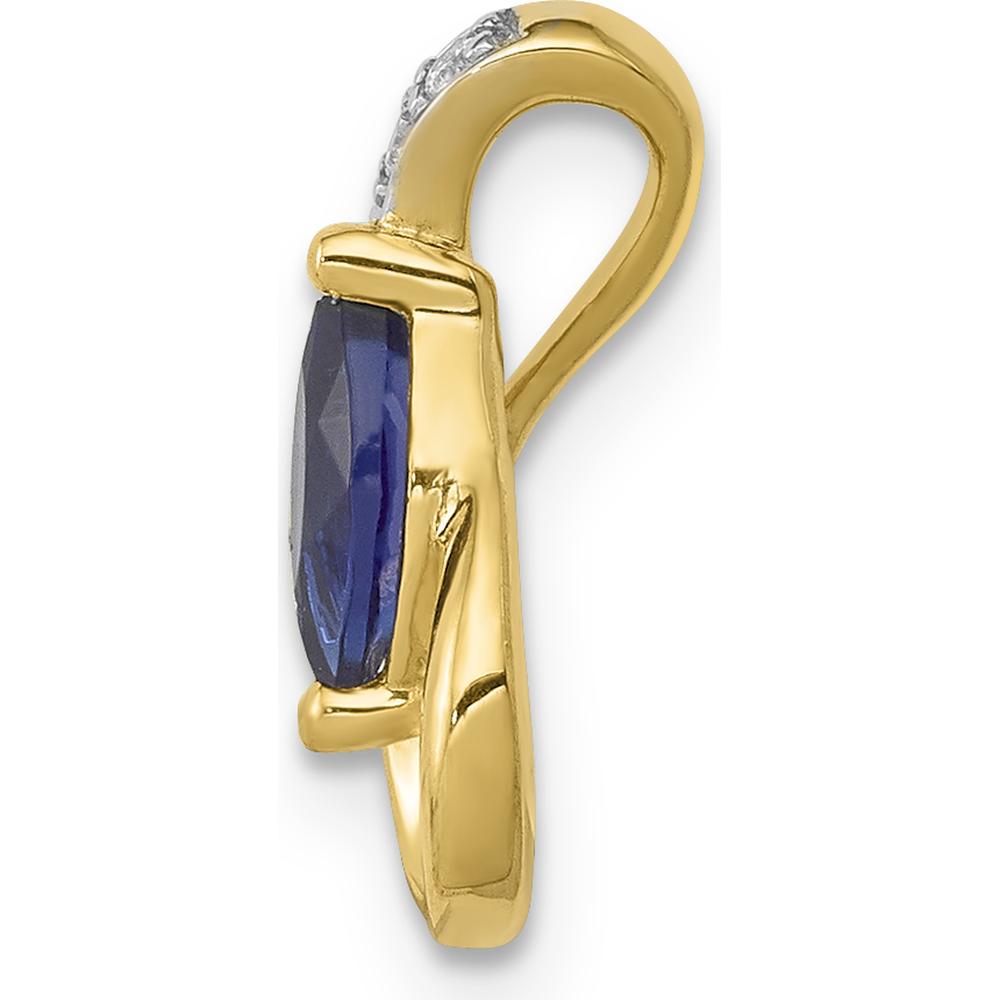 14K Yellow Gold Diamond and 0.28 Marquise Sapphire Teardrop Pendant by Lumare Gioia