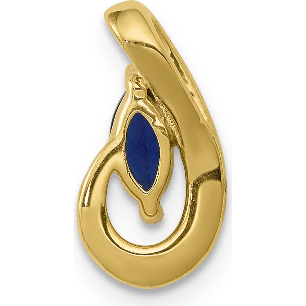 14K Yellow Gold Diamond and 0.28 Marquise Sapphire Teardrop Pendant by Lumare Gioia