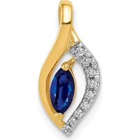 14K Yellow Gold Diamond and 0.37 Carat Marquise Sapphire Chain Slide Pendant by Lumare Gioia