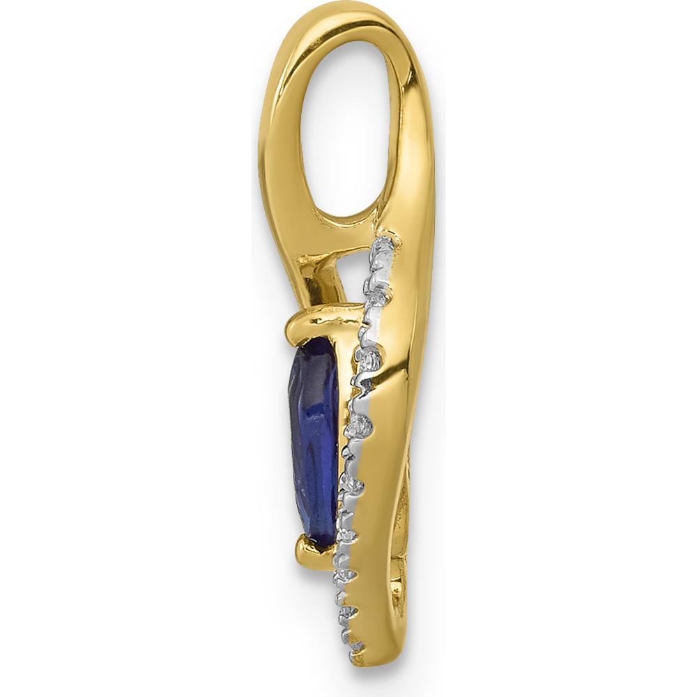 14K Yellow Gold Diamond and 0.37 Carat Marquise Sapphire Chain Slide Pendant by Lumare Gioia