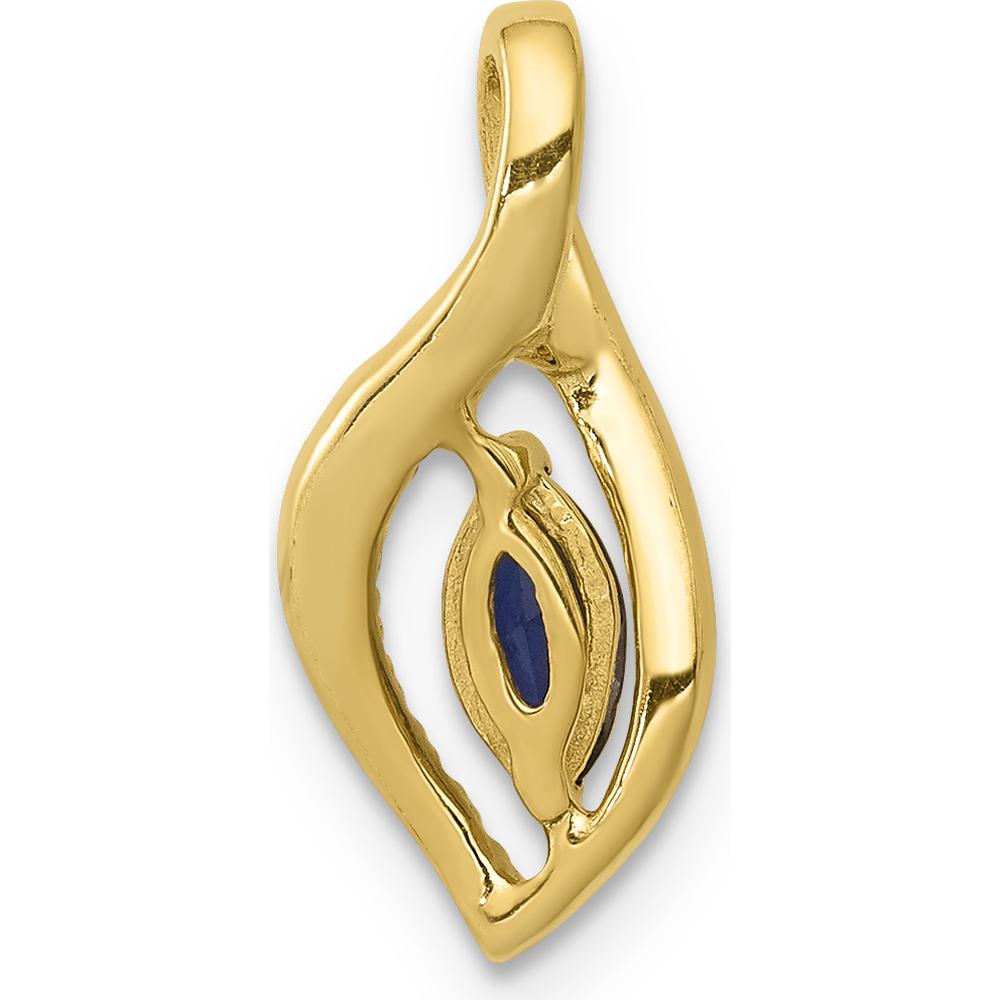 14K Yellow Gold Diamond and 0.37 Carat Marquise Sapphire Chain Slide Pendant by Lumare Gioia