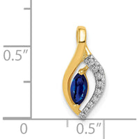 14K Yellow Gold Diamond and 0.37 Carat Marquise Sapphire Chain Slide Pendant by Lumare Gioia