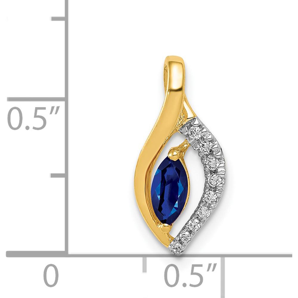 14K Yellow Gold Diamond and 0.37 Carat Marquise Sapphire Chain Slide Pendant by Lumare Gioia