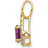 14K Yellow Gold Diamond and 0.50 Carat Oval Ruby Teardrop Halo Pendant by Lumare Gioia