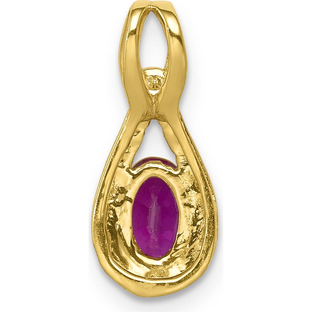 14K Yellow Gold Diamond and 0.50 Carat Oval Ruby Teardrop Halo Pendant by Lumare Gioia