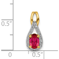 14K Yellow Gold Diamond and 0.50 Carat Oval Ruby Teardrop Halo Pendant by Lumare Gioia