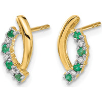 14K Yellow Gold Diamond and Emerald Drop Earrings - 0.061 Carat Total Gem Weight by Monteluci Fine Jewelry