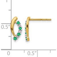 14K Yellow Gold Diamond and Emerald Drop Earrings - 0.061 Carat Total Gem Weight by Monteluci Fine Jewelry
