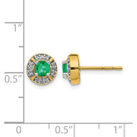 14K Yellow Gold Diamond and Emerald Halo Earrings - 0.25 Carats Total Emerald Weight by Monteluci Fine Jewelry