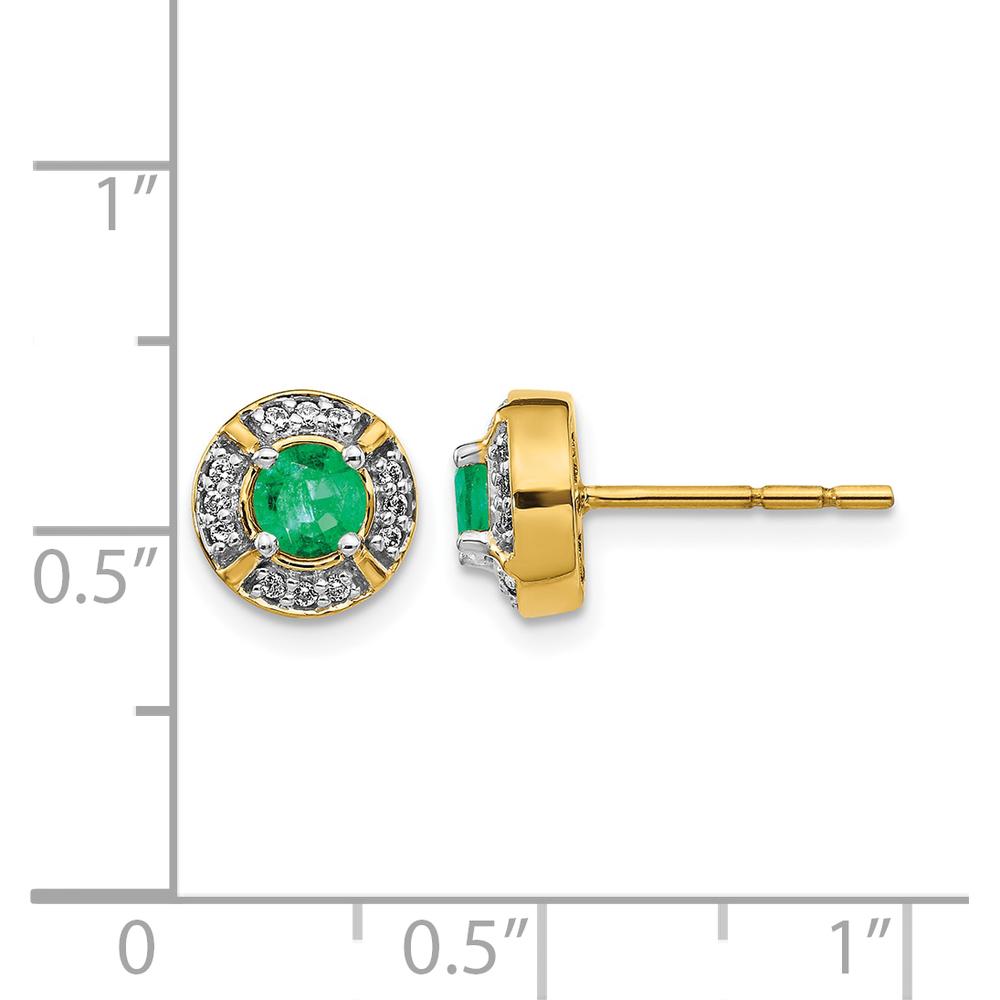 14K Yellow Gold Diamond and Emerald Halo Earrings - 0.25 Carats Total Emerald Weight by Monteluci Fine Jewelry