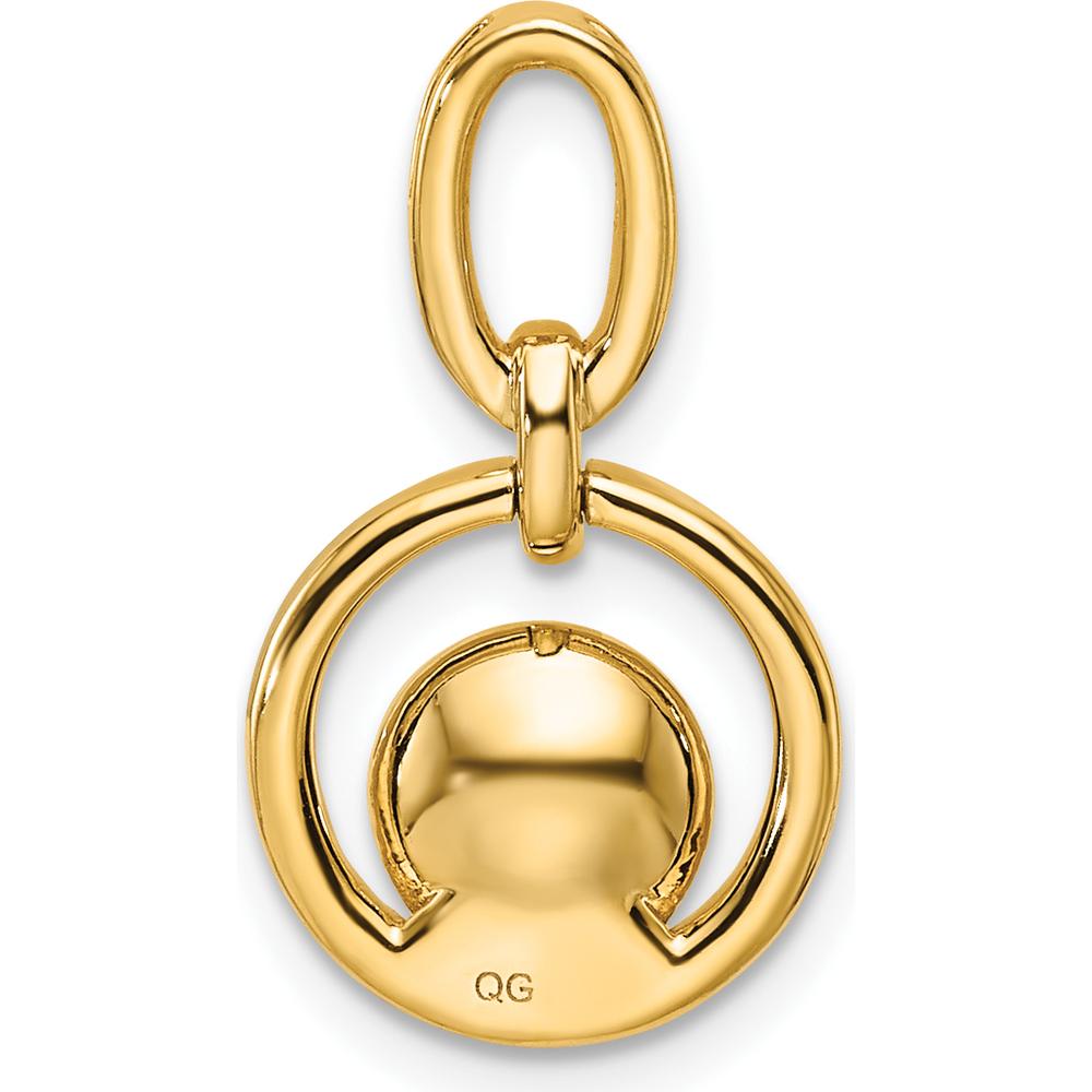 14K Yellow Gold Diamond and Freshwater Pearl Open Circle Pendant - 1/15 Carat Total Diamond Weight by Monteluci Fine Jewelry