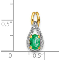 14K Yellow Gold Diamond and Oval Emerald Teardrop Halo Pendant - 0.42 Carat Emerald, 0.006 Carat Diamond by Lumare Gioia