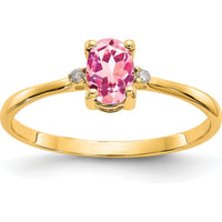 14K Yellow Gold Diamond & Pink Tourmaline Birthstone Ring - 0.26 Carat Pink Tourmaline, 0.008 Carat Total Diamond Weight by Oro Pregiato