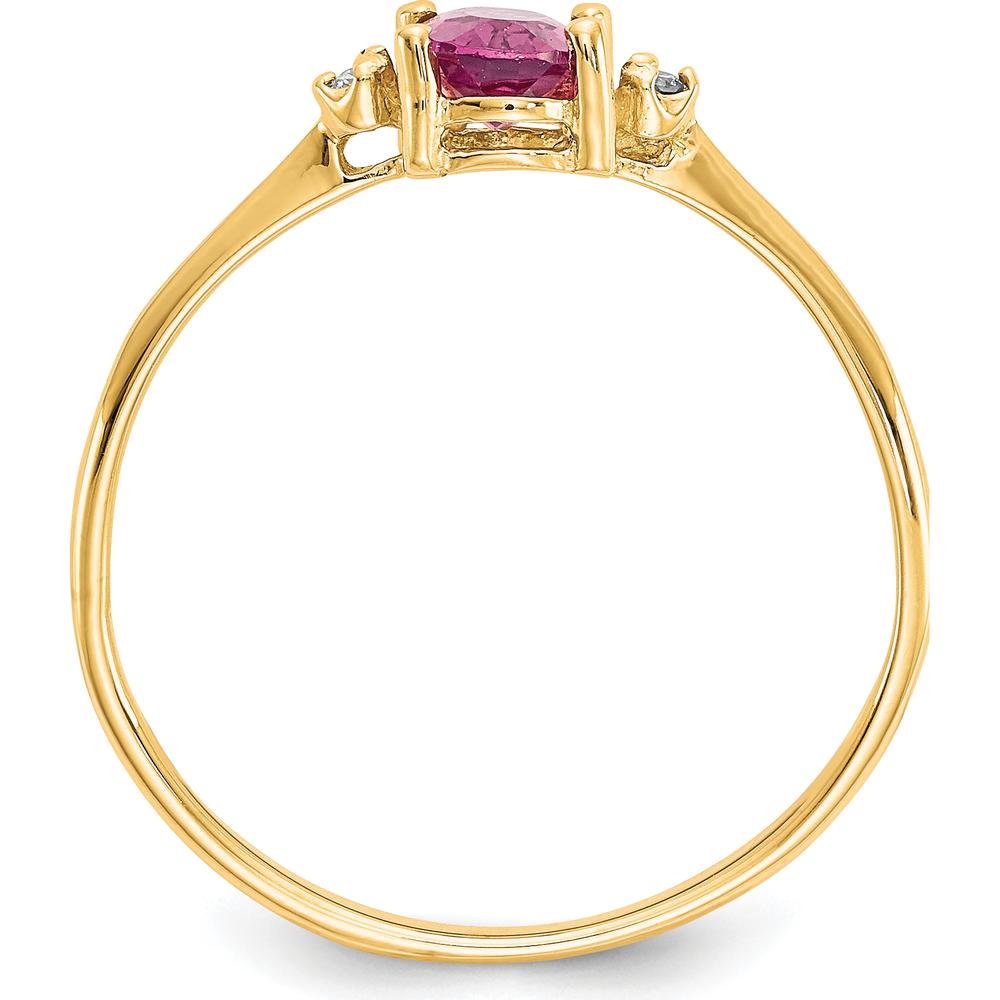 14K Yellow Gold Diamond & Pink Tourmaline Birthstone Ring - 0.26 Carat Pink Tourmaline, 0.008 Carat Total Diamond Weight by Oro Pregiato