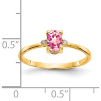 14K Yellow Gold Diamond & Pink Tourmaline Birthstone Ring - 0.26 Carat Pink Tourmaline, 0.008 Carat Total Diamond Weight by Oro Pregiato
