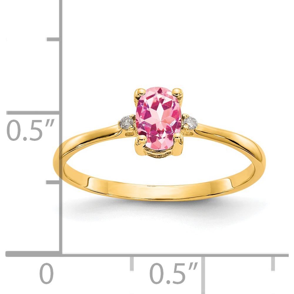 14K Yellow Gold Diamond & Pink Tourmaline Birthstone Ring - 0.26 Carat Pink Tourmaline, 0.008 Carat Total Diamond Weight by Oro Pregiato