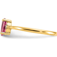 14K Yellow Gold Diamond & Pink Tourmaline Birthstone Ring - 0.26 Carat Pink Tourmaline, 0.008 Carat Total Diamond Weight by Oro Pregiato