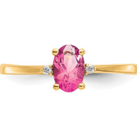 14K Yellow Gold Diamond & Pink Tourmaline Birthstone Ring - 0.26 Carat Pink Tourmaline, 0.008 Carat Total Diamond Weight by Oro Pregiato