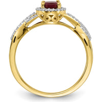 14K Yellow Gold Diamond and Ruby Oval Halo Ring - 1.0045 Carat Total Gem Weight by 0