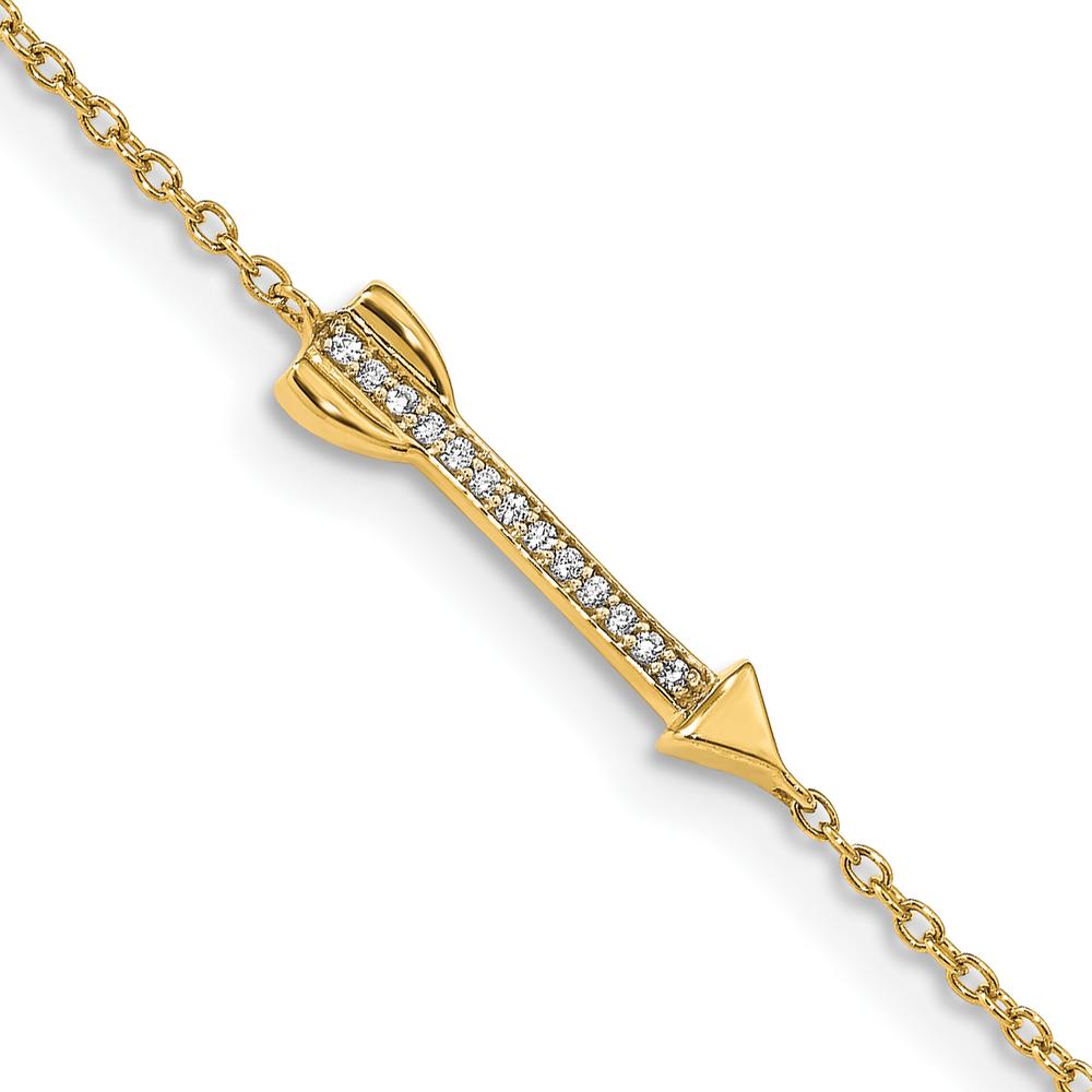 14K Yellow Gold Diamond Arrow Bracelet with Round Diamonds - 0.004 Carats Total Diamond Weight by Monteluci Fine Jewelry