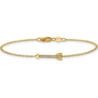 14K Yellow Gold Diamond Arrow Bracelet with Round Diamonds - 0.004 Carats Total Diamond Weight by Monteluci Fine Jewelry