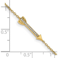 14K Yellow Gold Diamond Arrow Bracelet with Round Diamonds - 0.004 Carats Total Diamond Weight by Monteluci Fine Jewelry