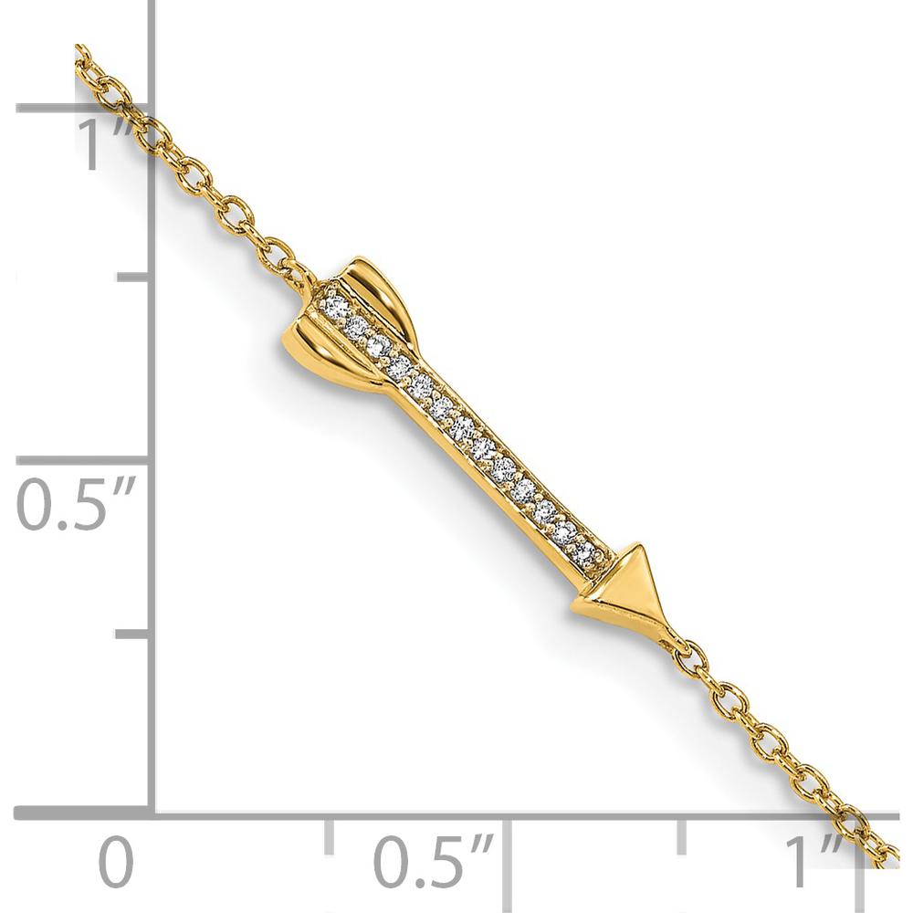 14K Yellow Gold Diamond Arrow Bracelet with Round Diamonds - 0.004 Carats Total Diamond Weight by Monteluci Fine Jewelry