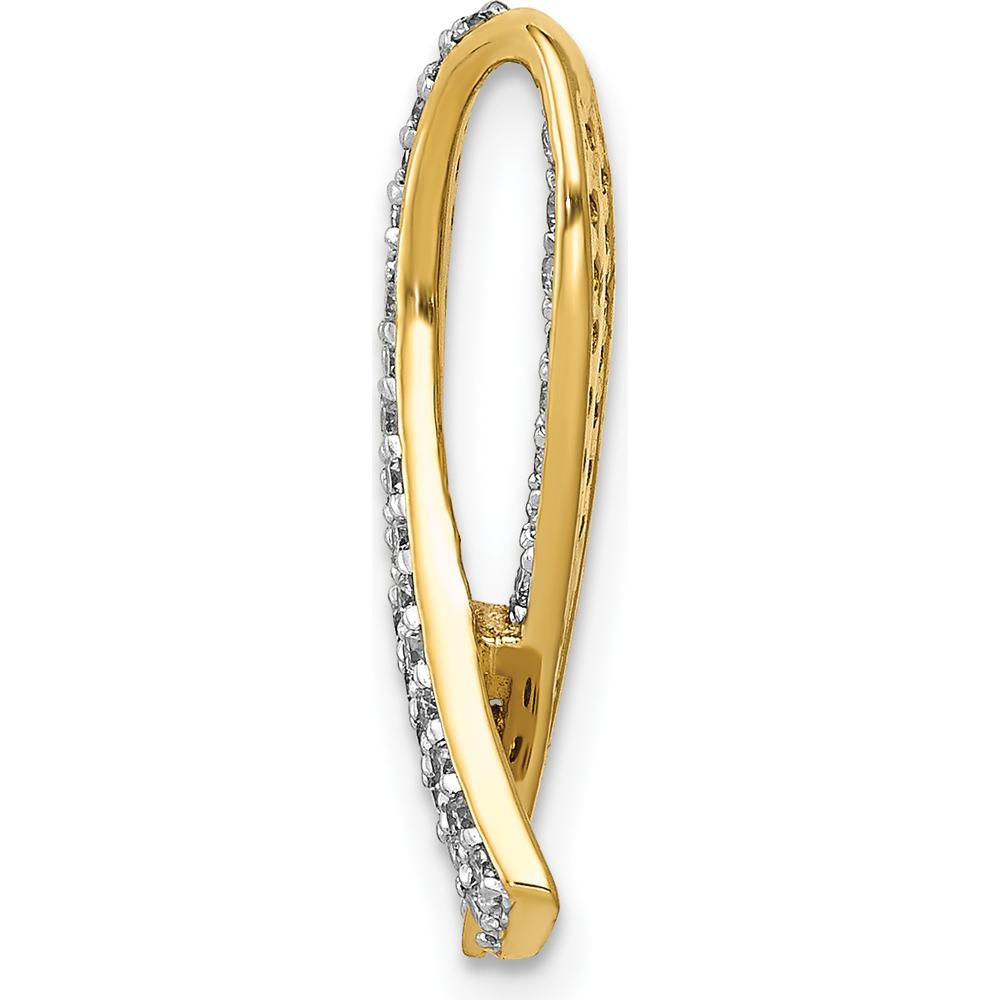 14K Yellow Gold Diamond Awareness Ribbon Pendant with 50 Round Diamonds - 1/3 Carat Total Diamond Weight by Monteluci Fine Jewelry