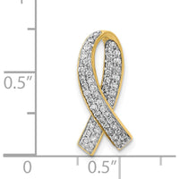 14K Yellow Gold Diamond Awareness Ribbon Pendant with 50 Round Diamonds - 1/3 Carat Total Diamond Weight by Monteluci Fine Jewelry