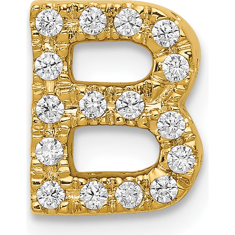 14K Yellow Gold Diamond "B" Initial Charm with 16 Round Diamonds - 0.16 Carat Total Diamond Weight by Oro Pregiato