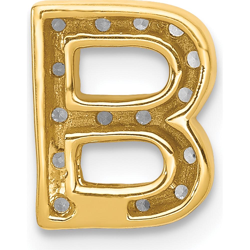 14K Yellow Gold Diamond "B" Initial Charm with 16 Round Diamonds - 0.16 Carat Total Diamond Weight by Oro Pregiato