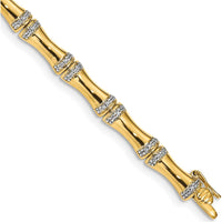 14K Yellow Gold Diamond Bamboo Bracelet with 157 Round Diamonds - 0.47 Carats Total Diamond Weight by Monteluci Fine Jewelry