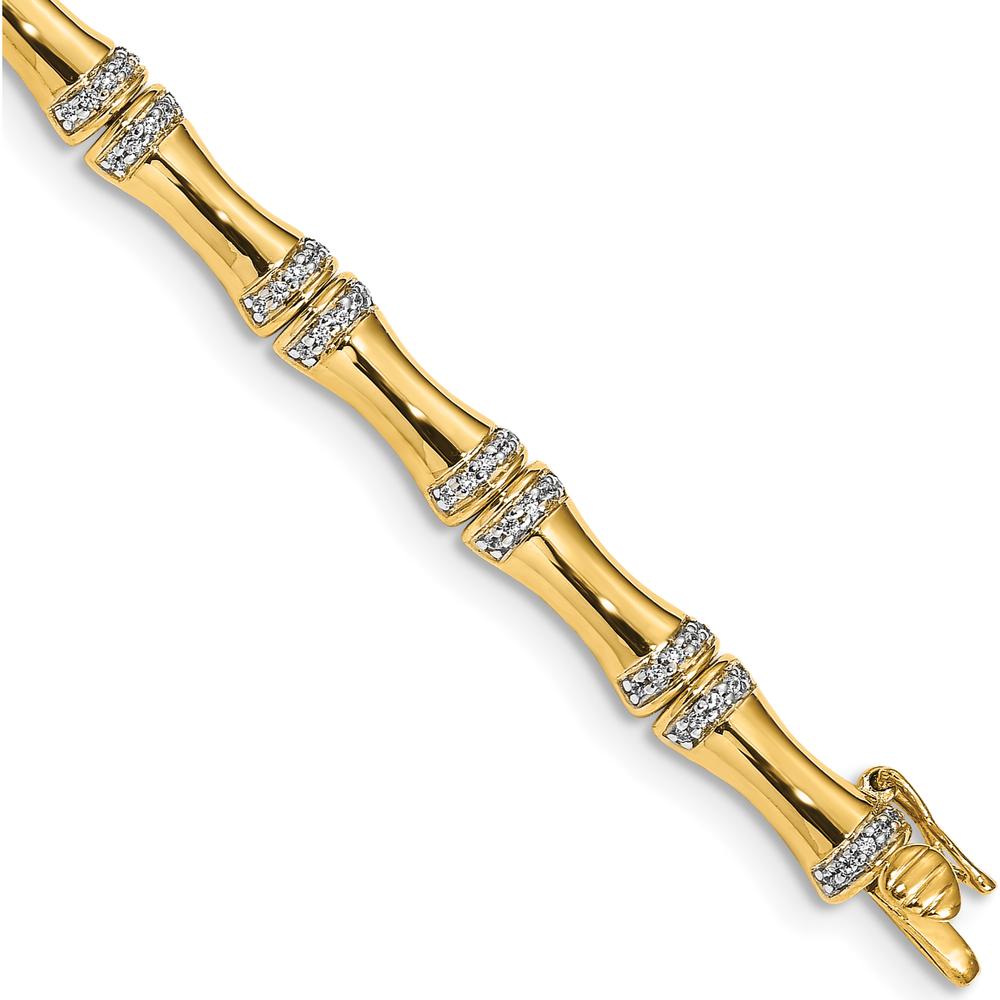 14K Yellow Gold Diamond Bamboo Bracelet with 157 Round Diamonds - 0.47 Carats Total Diamond Weight by Monteluci Fine Jewelry