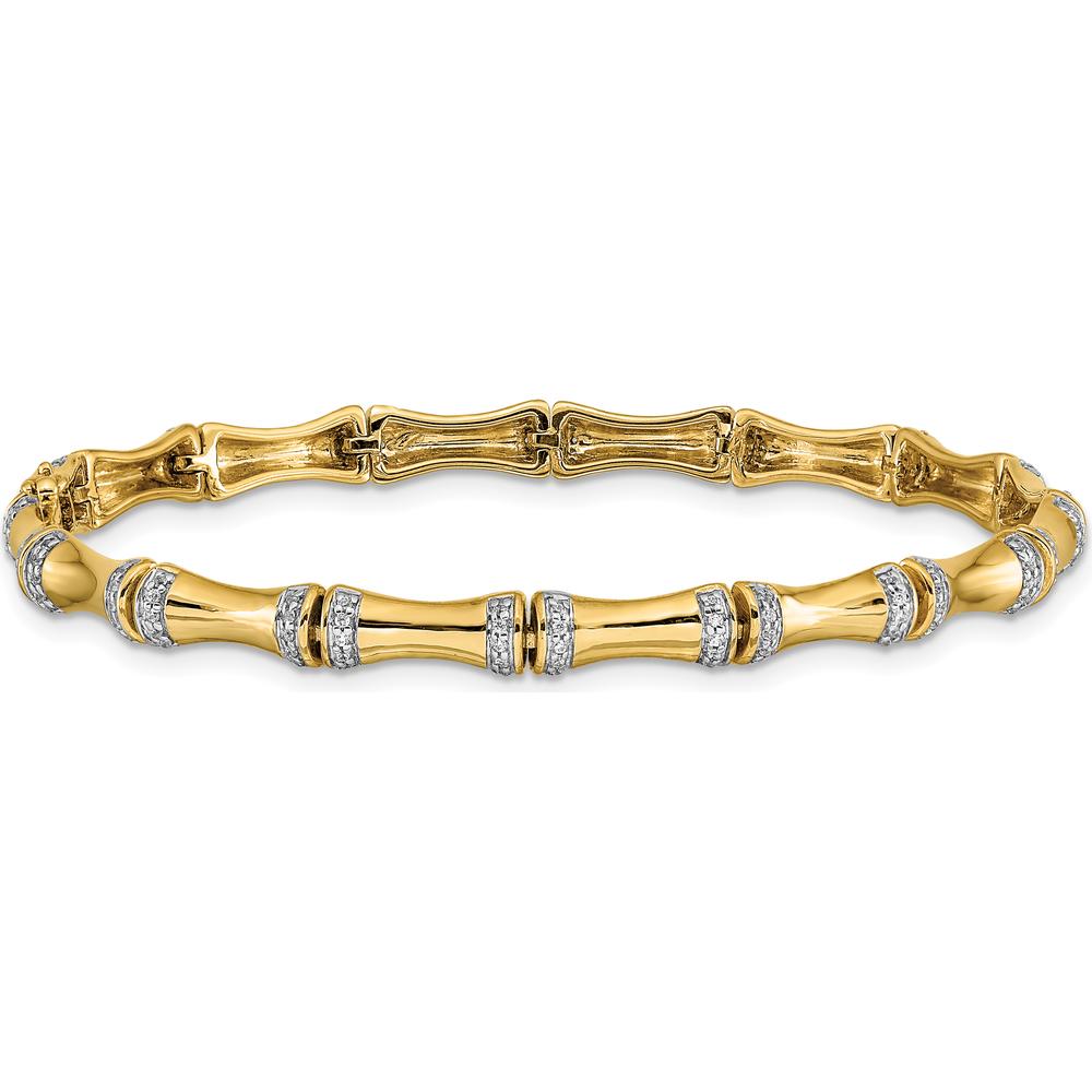 14K Yellow Gold Diamond Bamboo Bracelet with 157 Round Diamonds - 0.47 Carats Total Diamond Weight by Monteluci Fine Jewelry