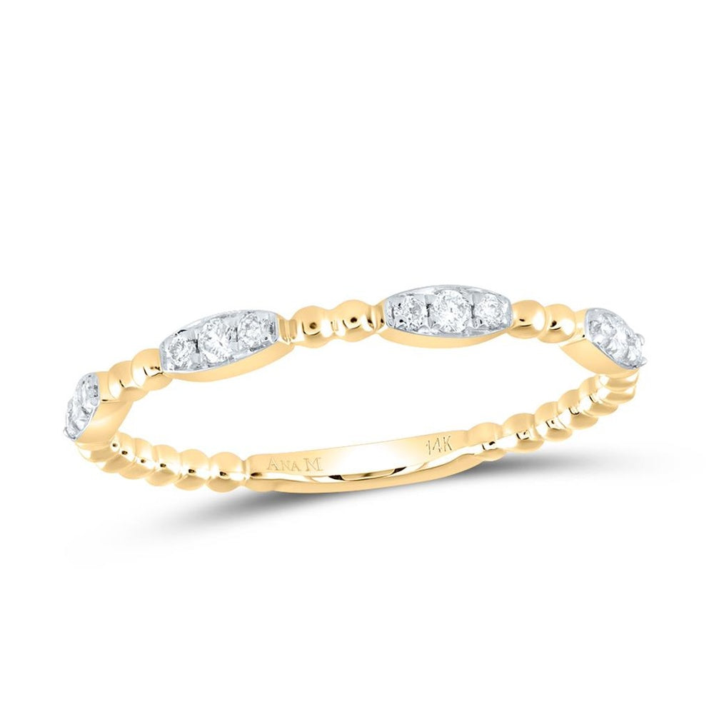 14K Yellow Gold Diamond Band Ring - 1/8 Carat Total Diamond Weight