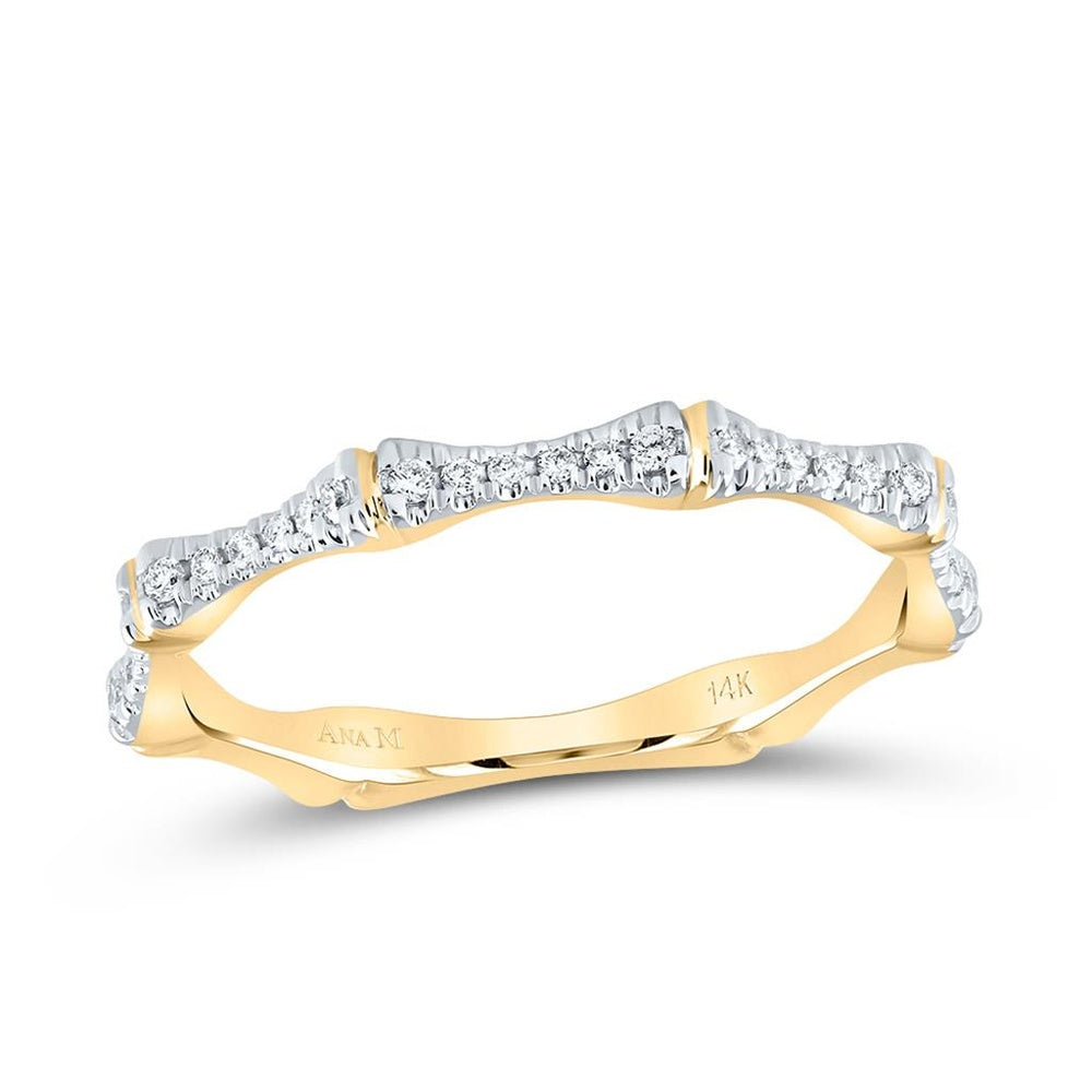 14K Yellow Gold Diamond Band Ring - 1/8 Carat Total Diamond Weight