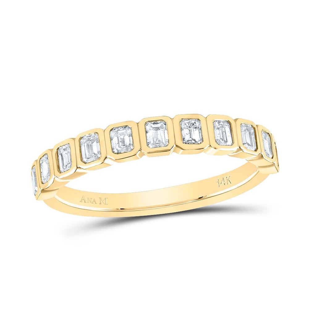 14K Yellow Gold Diamond Band Ring - 7/8 Carat Total Gemstone Weight