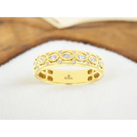 14K Yellow Gold Diamond Band with Marquise-Inspired Frames and Round Diamond Accents - 0.18 Carat Total Diamond Weight - Royal Jewelry