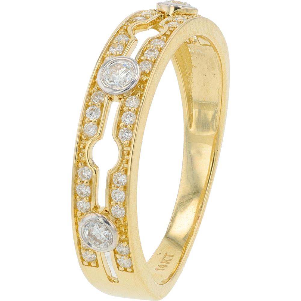 14K Yellow Gold Diamond Band with Milgrain Detail - 0.25 Carat Total Diamond Weight