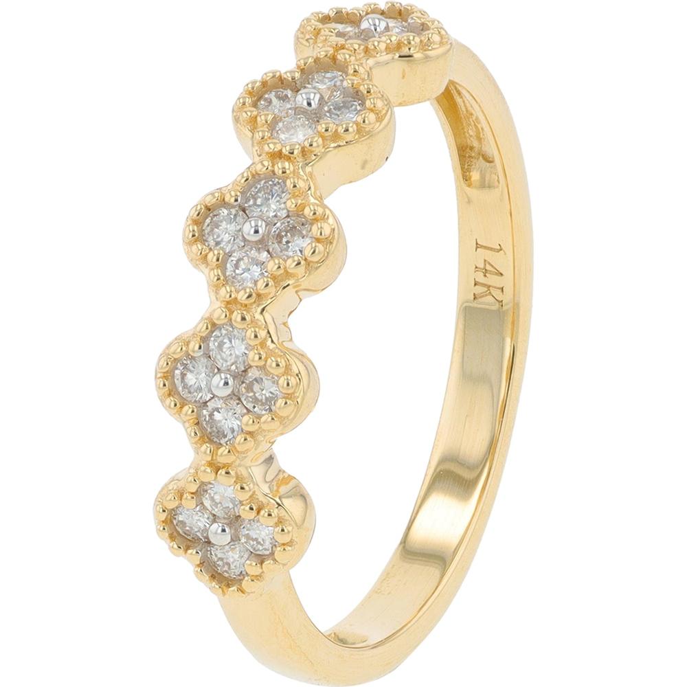 14K Yellow Gold Diamond Band with Milgrain Edging - 0.25 Carat Total Diamond Weight