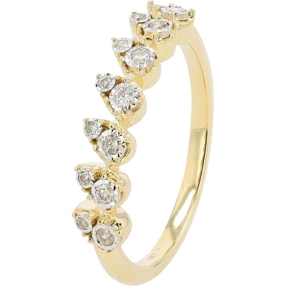 14K Yellow Gold Diamond Band with Prong Set Round Brilliant Diamonds - 0.15 Carat Total Diamond Weight