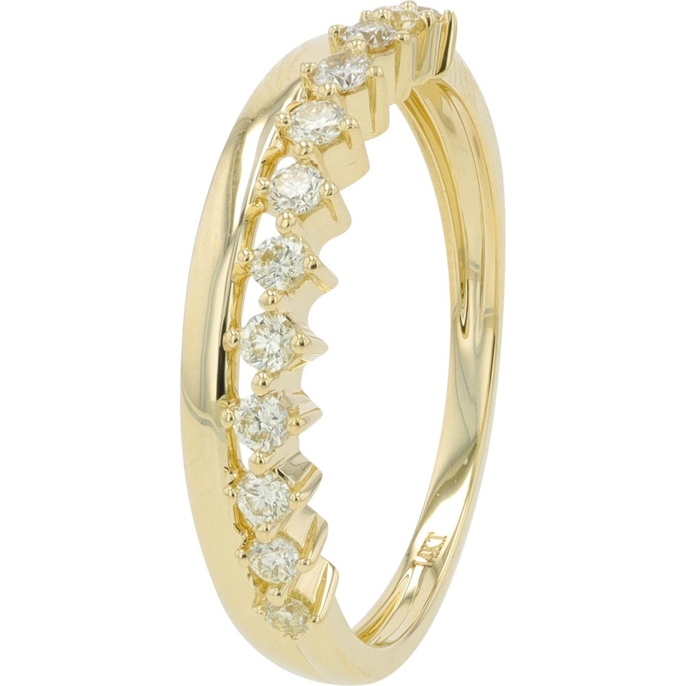 14K Yellow Gold Diamond Band with Prong-Set Round Brilliant Diamonds - 0.25 Carat Total Diamond Weight